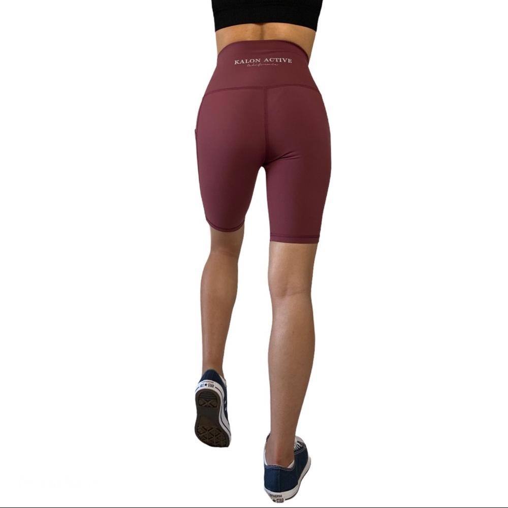 Wine Red - Palm Springs High Waisted Biker Shorts - Picture 3 of 7